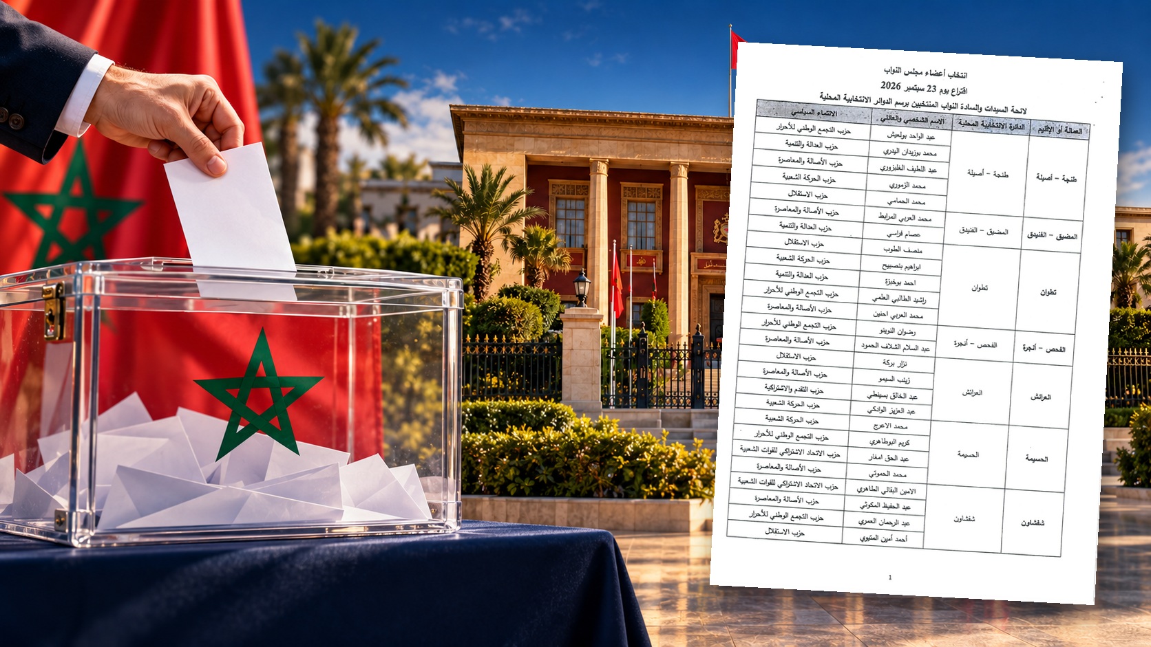 اللائحة الكاملة للنواب المنتخبين في تشريعيات 2026 حسب الدوائر والأحزاب